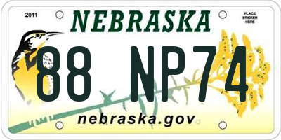 NE license plate 88NP74