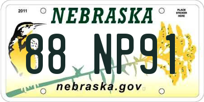 NE license plate 88NP91