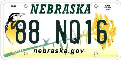 NE license plate 88NQ16