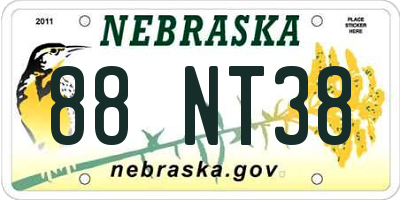 NE license plate 88NT38