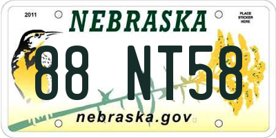 NE license plate 88NT58