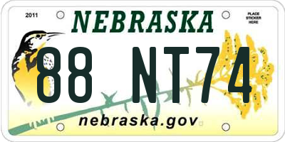 NE license plate 88NT74