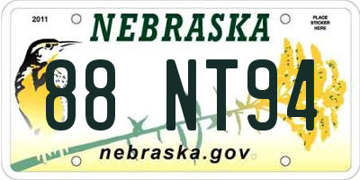 NE license plate 88NT94