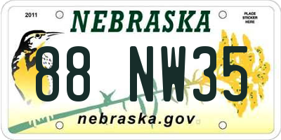 NE license plate 88NW35