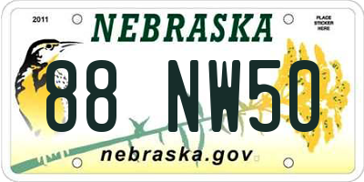 NE license plate 88NW50
