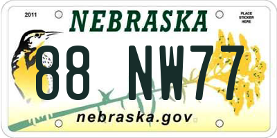 NE license plate 88NW77