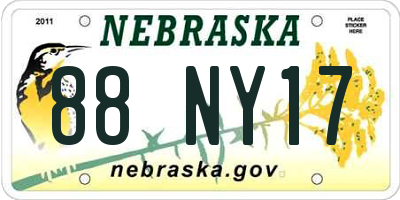 NE license plate 88NY17