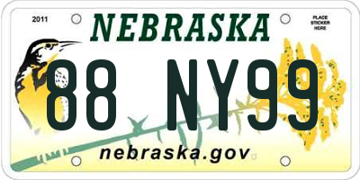 NE license plate 88NY99