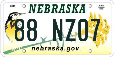 NE license plate 88NZ07