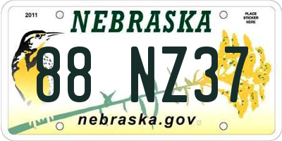 NE license plate 88NZ37