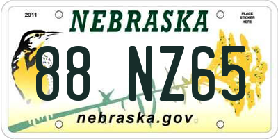 NE license plate 88NZ65