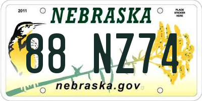 NE license plate 88NZ74