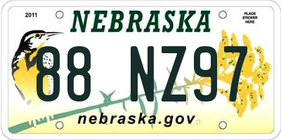 NE license plate 88NZ97