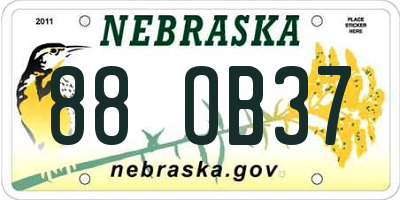 NE license plate 88OB37
