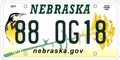 NE license plate 88OG18