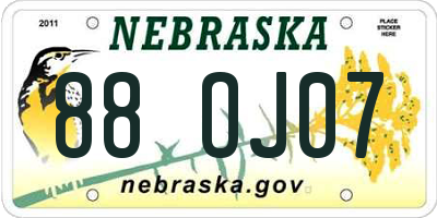 NE license plate 88OJ07