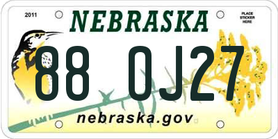 NE license plate 88OJ27