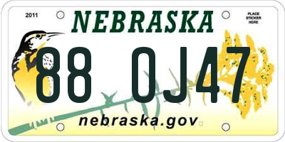 NE license plate 88OJ47