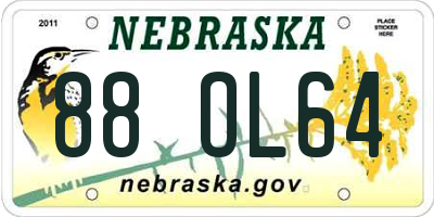 NE license plate 88OL64