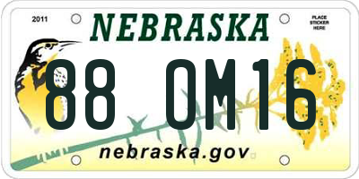 NE license plate 88OM16
