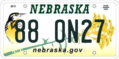 NE license plate 88ON27