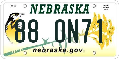 NE license plate 88ON71