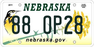 NE license plate 88OP28