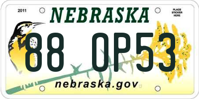 NE license plate 88OP53