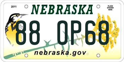 NE license plate 88OP68