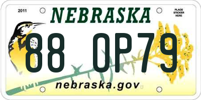 NE license plate 88OP79