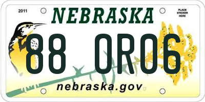 NE license plate 88OR06