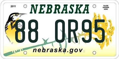 NE license plate 88OR95