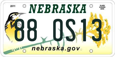 NE license plate 88OS13