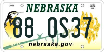 NE license plate 88OS37