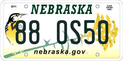 NE license plate 88OS50