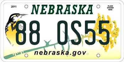 NE license plate 88OS55