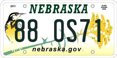NE license plate 88OS71