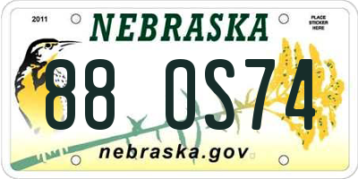 NE license plate 88OS74
