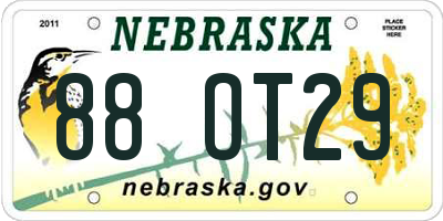 NE license plate 88OT29