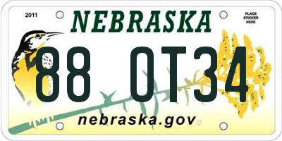 NE license plate 88OT34