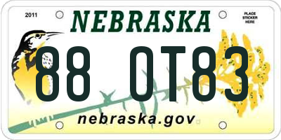 NE license plate 88OT83