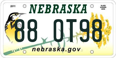 NE license plate 88OT98
