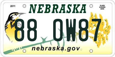 NE license plate 88OW87