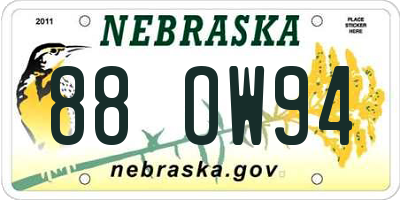 NE license plate 88OW94