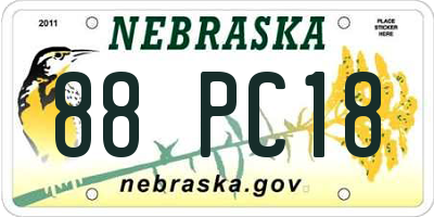 NE license plate 88PC18