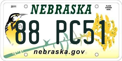 NE license plate 88PC51