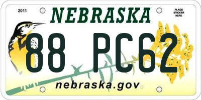 NE license plate 88PC62