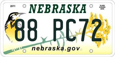 NE license plate 88PC72