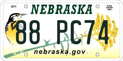 NE license plate 88PC74
