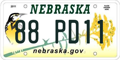 NE license plate 88PD11
